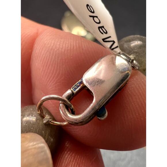 NEW pyrite and labradorite 32 inch necklace with sterling silver clasp - Picture 3 of 15